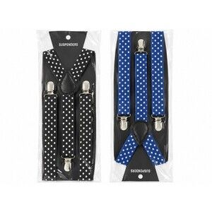 Blue Polkadot Suspenders With Matching Bow Tie. Pack Of Two. One Black, One Blue